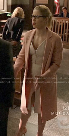 Felicity’s pink coat on Arrow