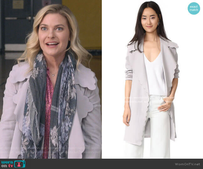 Frederrika Trench by Club Monaco worn by Stephanie Borden (Kylee Evans) on Good Witch