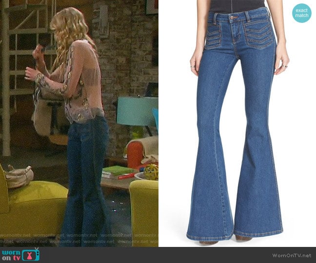 Free People Stella Super Flare Jeans worn by Claire Brady (Olivia Keegan) on Days of our Lives