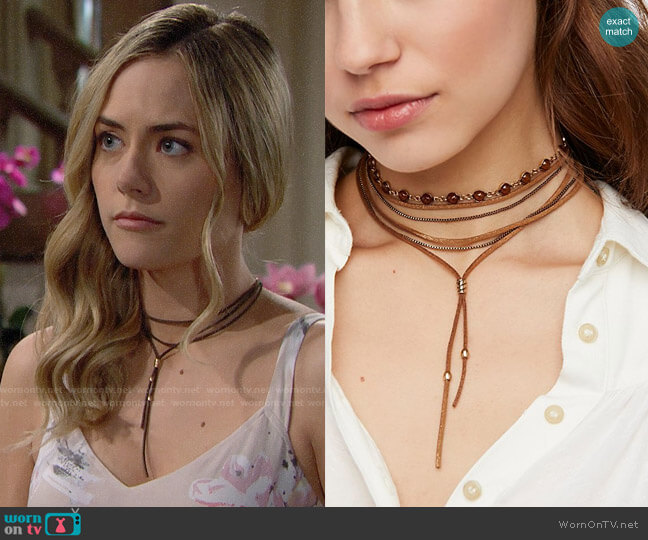 Free People Wanted & Wild Leather Bolo worn by Hope Logan (Annika Noelle) on The Bold & the Beautiful