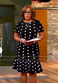 Gayle’s black polka dot dress on CBS This Morning
