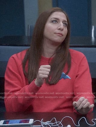 Gina's red sweatshirt with blue stripes on Brooklyn Nine-Nine