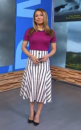 Ginger's white striped skirt on Good Morning America