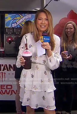 Ginger’s white floral tiered dress on Good Morning America