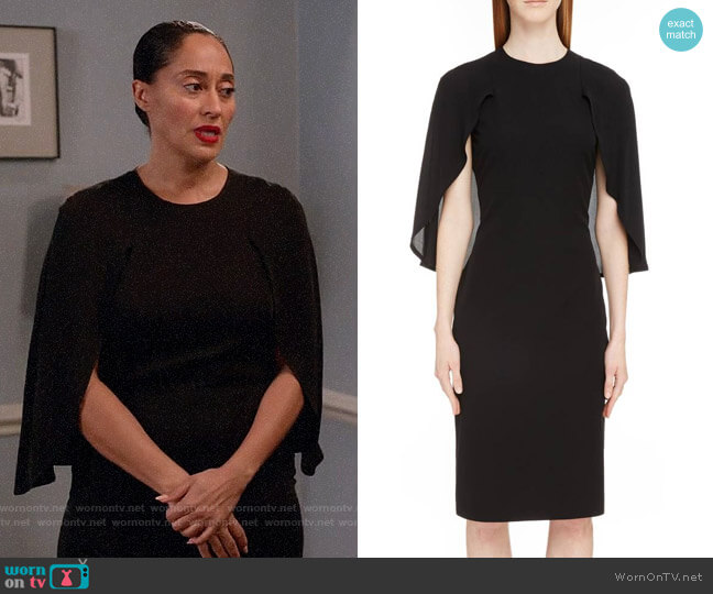 Givenchy Chiffon Cape Silk Georgette Dress worn by Rainbow Johnson (Tracee Ellis Ross) on Black-ish