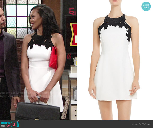 Halston Heritage Embroidered Top Dress worn by Hilary Curtis (Mishael Morgan) on The Young and the Restless