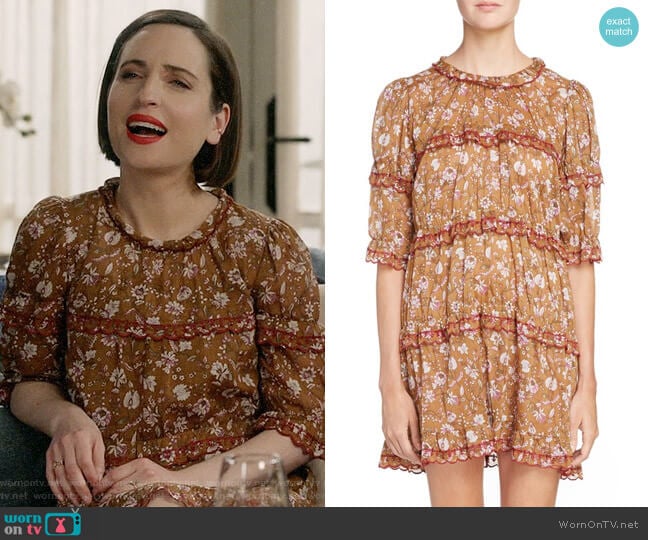 WornOnTV: Jen’s brown floral dress with ruffles on Life in Pieces | Zoe ...