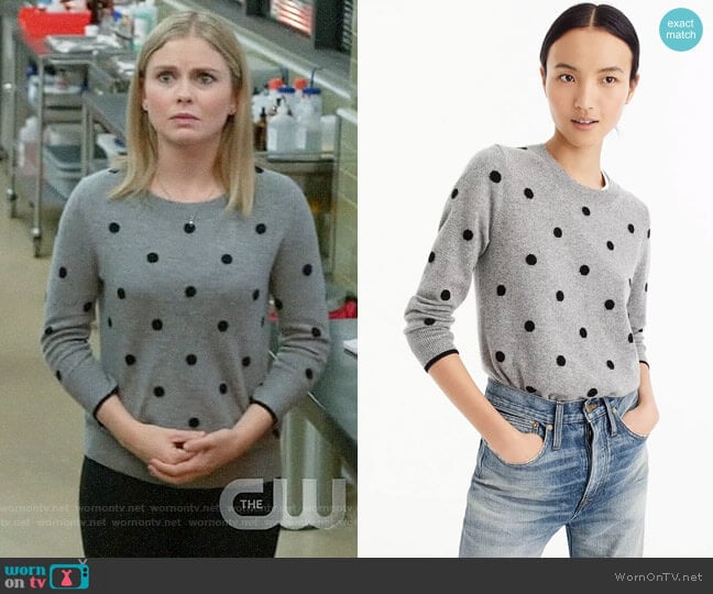 J. Crew Polka dot sweater in everyday cashmere worn by Liv Moore (Rose McIver) on iZombie