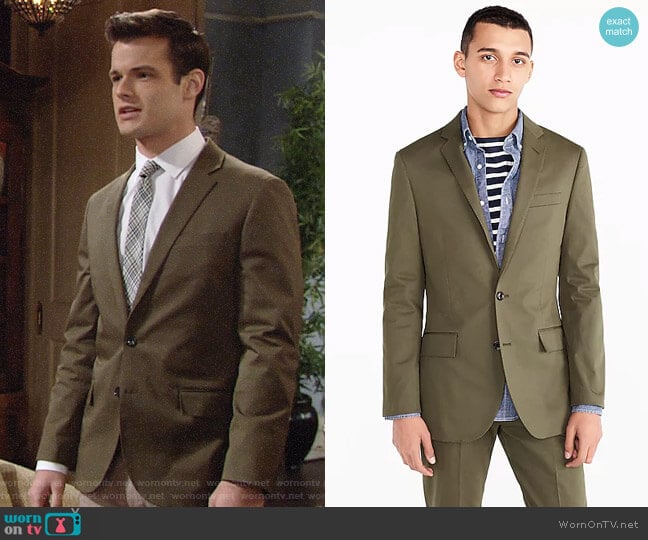 J. Crew Ludlow Jacket in Streetscape Green worn by Kyle Abbott (Michael Mealor) on The Young and the Restless