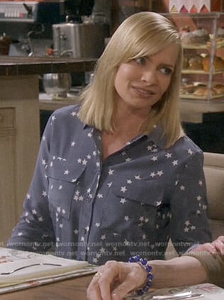 Jill’s blue star print shirt on Mom