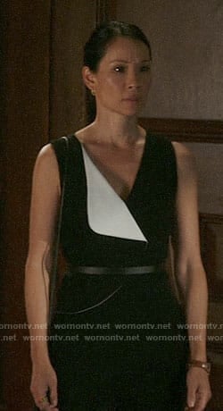 Joan's black and white jumpsuit on Elementary