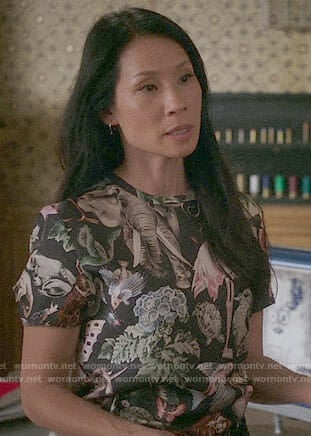 Joan's jungle animals print top on Elementary