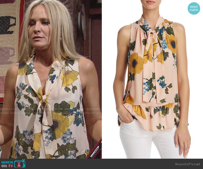 Joie Estero Top in Dusty Pink Sand worn by Sharon Newman (Sharon Case) on The Young and the Restless