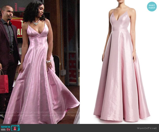 Jovani Taffeta Slip Gown w/ Swing Skirt worn by Hilary Curtis (Mishael Morgan) on The Young and the Restless