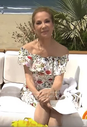 Kathie’s white floral off shoulder dress on Today