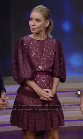 Kelly's purple ruffled eyelet dress on Live with Kelly and Ryan