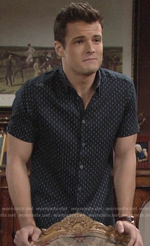 Kyle’s navy dotted shirt on The Young and the Restless