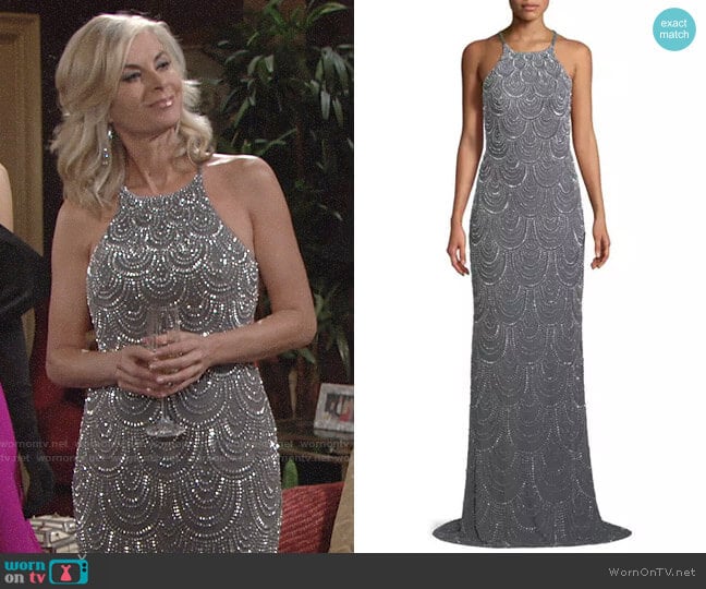 La Femme Allover Beaded Open-Back Gown worn by Ashley Abbott (Eileen Davidson) on The Young and the Restless