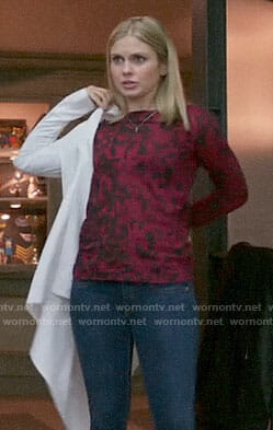 Liv's red and black printed top on iZombie