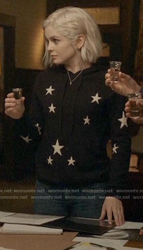 Liv's black star print hoodie on iZombie