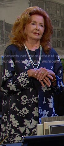 Maggie's floral dress and long jacket on Days of our Lives