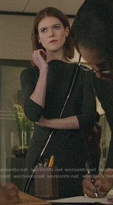 Maia’s grey zip front dress on The Good Fight