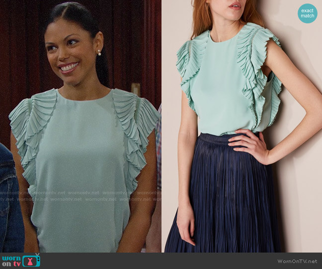 Maje Lolana Top worn by Maya Avant (Karla Mosley) on The Bold and the Beautiful