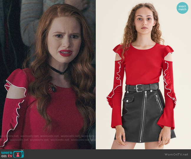 Maje Madeline Sweater worn by Cheryl Blossom (Madelaine Petsch) on Riverdale
