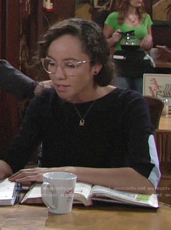 Mattie's navy layered dress on The Young and the Restless