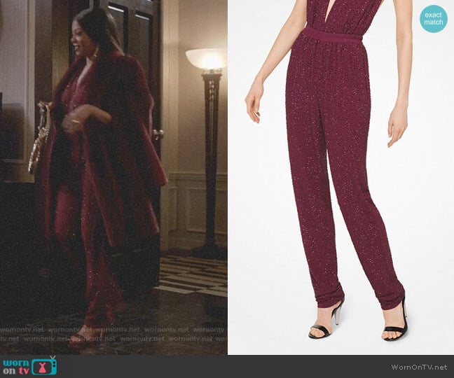 Crystal-Embroidered Matte-Jersey Pants by Michael Kors Collection worn by Cookie Lyon (Taraji P. Henson) on Empire