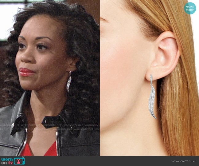 Nadri Willow Leaf Earrings worn by Hilary Curtis (Mishael Morgan) on The Young and the Restless