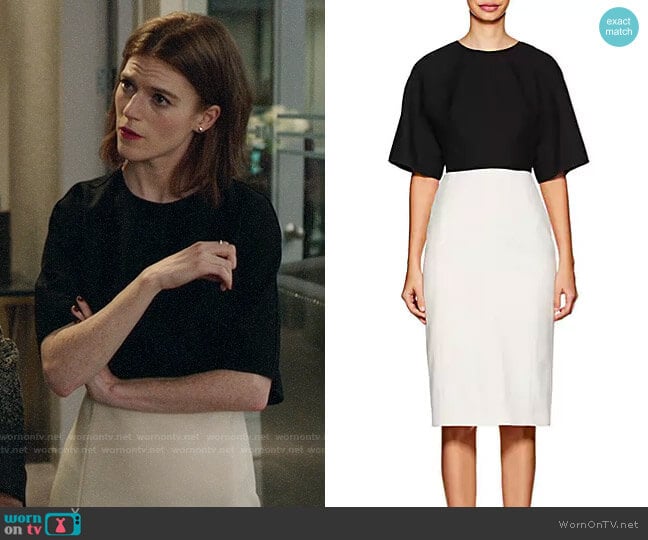 Narciso Rodriguez Colorblocked Wool Midi-Dress worn by Maia Rindell (Rose Leslie) on The Good Fight