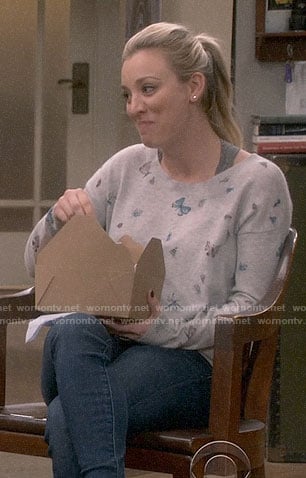 Penny's butterfly print sweater on The Big Bang Theory