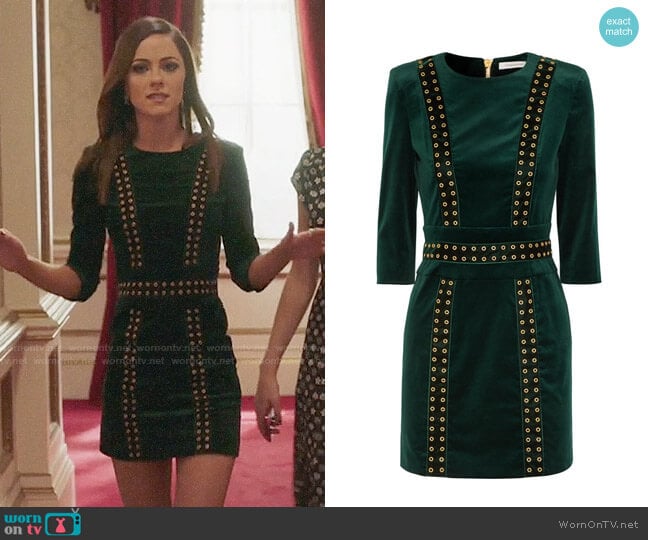 Pierre Balmain Embellished Velvet Mini Dress worn by Princess Eleanor (Alexandra Park) on The Royals