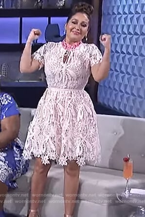 Adrienne’s pink floral lace dress on The Real