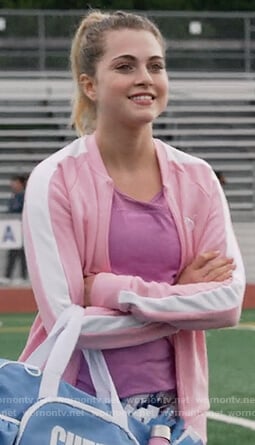 Chloe’s pink track jacket on 13 Reasons Why