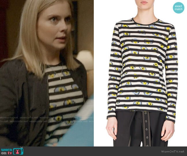 Proenza Schouler Striped Ikat Pansy Long-Sleeve T-Shirt worn by Liv Moore (Rose McIver) on iZombie