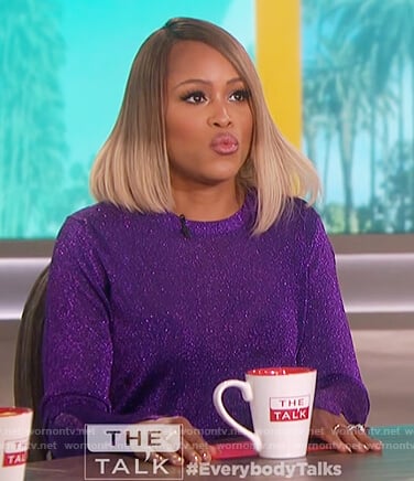 Eve’s purple metallic sweater on The Talk