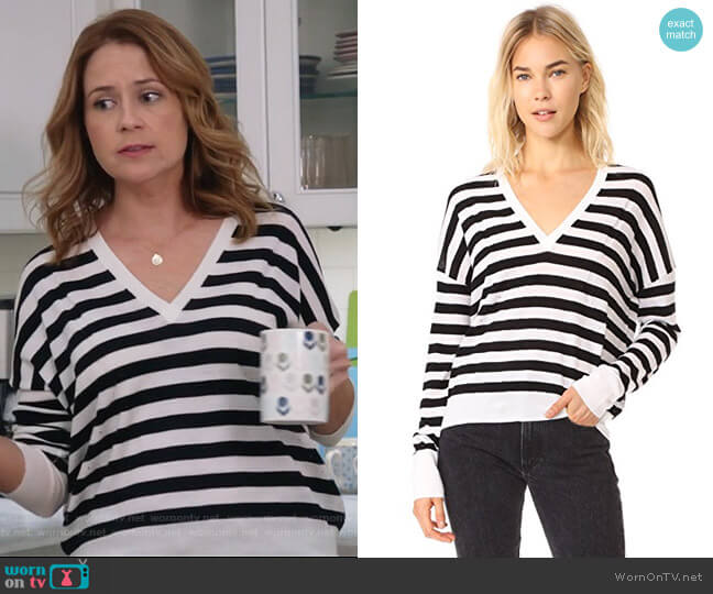 Bevan V Neck Sweater by Rag & Bone worn by Lena (Jenna Fischer) on Splitting Up Together