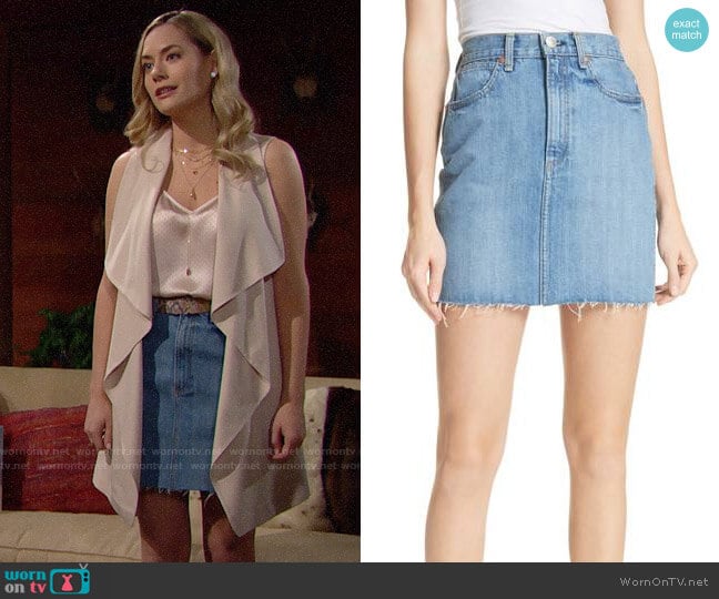 Rag & Bone Moss Denim Skirt worn by Hope Logan (Annika Noelle) on The Bold and the Beautiful