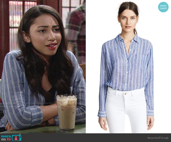 Rails Charli Shirt in Romana Stripe worn by Shauna (Camryn Hamm) on The Young and the Restless