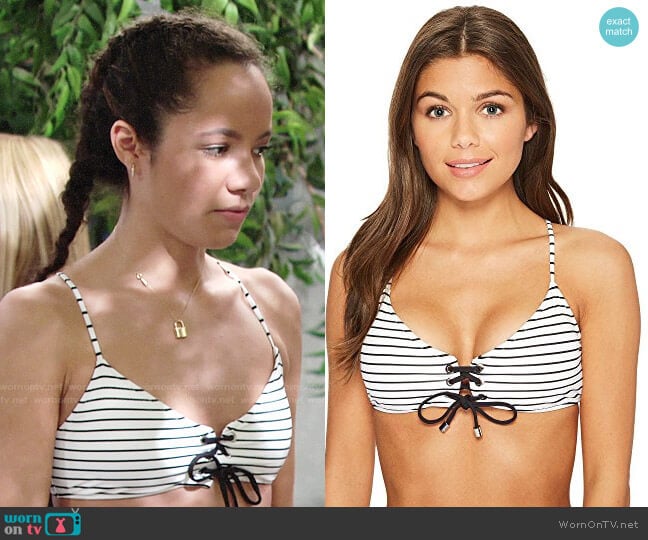 Polo Ralph Lauren Resort Stripes Lace Front Bralette worn by Mattie Ashby (Lexie Stevenson) on The Young and the Restless