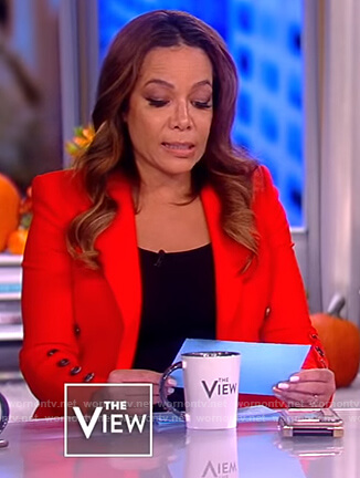 Sunny’s red button cuff blazer on The View