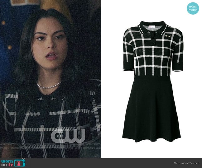 RED Valentino Checked Flared Dress worn by Veronica Lodge (Camila Mendes) on Riverdale