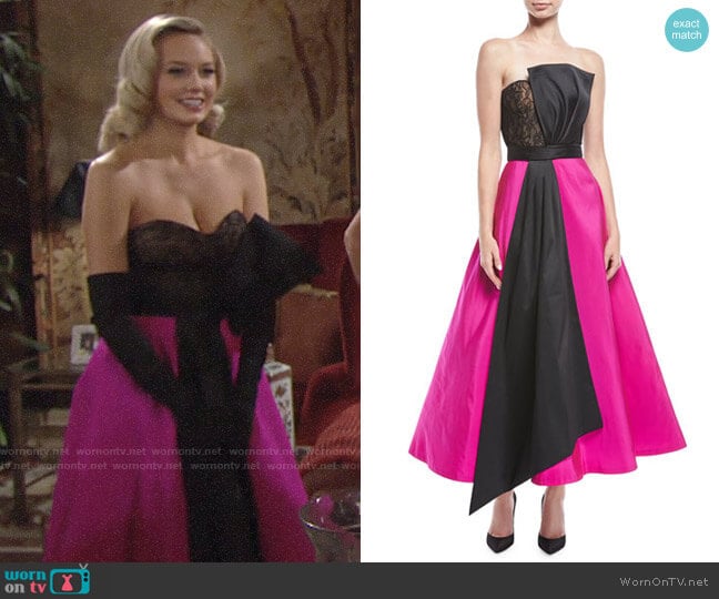 Sachin + Babi Vesta Strapless Two-Tone Midi Gown worn by Abby Newman (Melissa Ordway) on The Young and the Restless