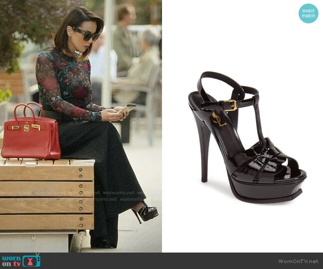 Saint Laurent Tribute T-Strap Platform Sandal worn by Deann Anderson (Lexa Doig) on The Arrangement