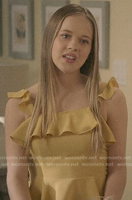 Sam's yellow ruffled top on Life in Pieces