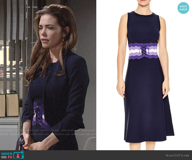 Sandro Kimiko Dress worn by Victoria Newman (Amelia Heinle) on The Young and the Restless