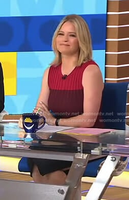 Sara’s red and black colorblock dress on Good Morning America