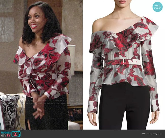 WornOnTV: Hilary’s red floral one-shoulder top on The Young and the ...